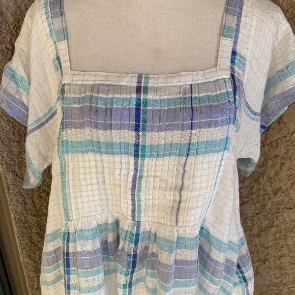 Free People Plaid and Shimmery Loose and Flowy Mini Dress - Picture 3 of 10